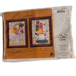 Vintage 80s The Creative Circle Crewel Kit Bath Time 0234